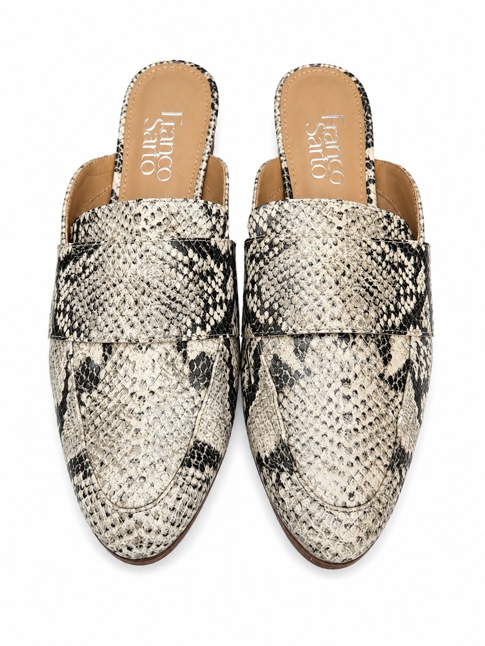 Franco Sarto Women’s Snakeskin Print Mule Loafers - Slip-On Flats. Size: 7